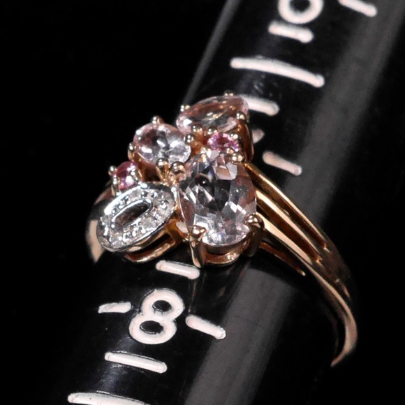 10k Pink Morganite Sapphire Ring SOLID Yellow Gold NEW - Picture 8 of 9